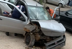 Cenário triste de um acidente no centro de Lafaiete.