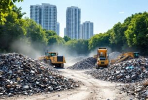 Área de triagem de resíduos de construção em Lafaiete.